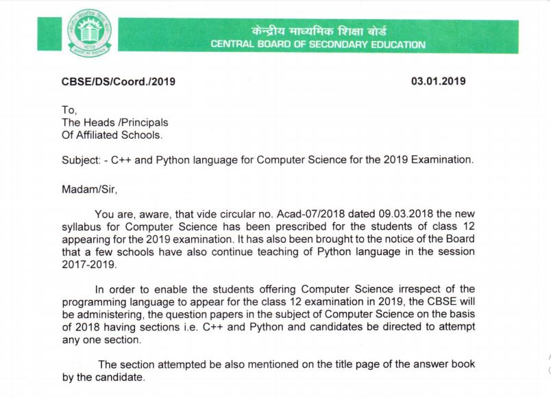 CBSE to Introduce Python Language in Class 12 Computer Science Paper 2019