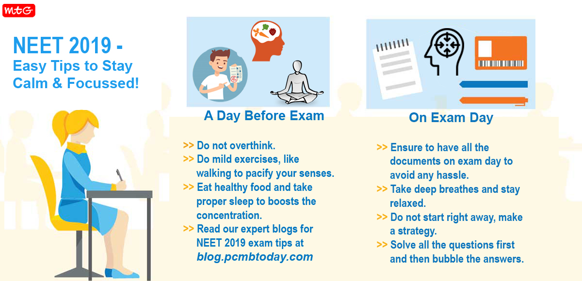 how to stay relaxed and focussed on exam day2_NEET 2019 - MTG Learning ...